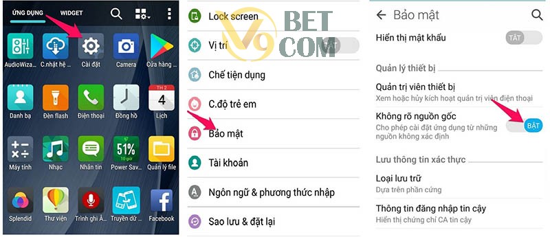 Cài đặt trên Android