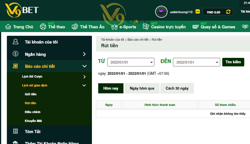 Cách kiểm tra lịch sử giao dịch rút tiền V9Bet