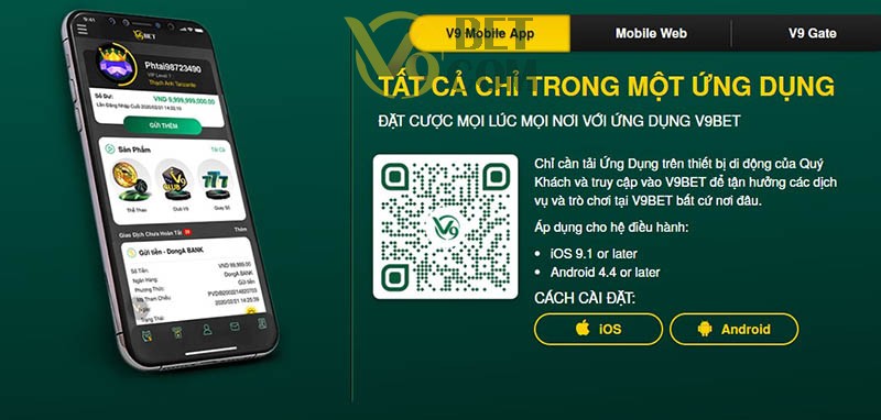 V9bet có app dành cho điện thoại